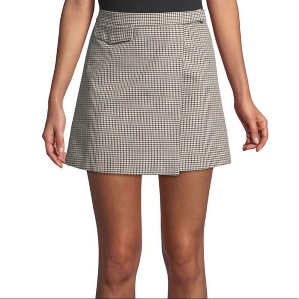 Theory Houndstooth Wrap Mini Skirt